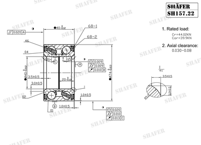 Підшипник передній VW Golf IV, 96-04, (40x40x74) SH157.22 Shafer