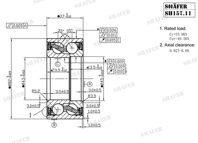 Підшипник передній Audi 80, 90, 100, 88-96, (37x43/45x82), монт. ккт.+ SH157.11K Shafer