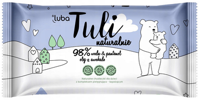 Натуральні серветки для дітей Luba Tuli 98% вода & пантенол & олія авокадо 50 шт (5903968221232)