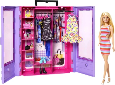 Шкаф-чемодан с одеждой и куклой Барби Barbie Fashionistas Ultimate Closet