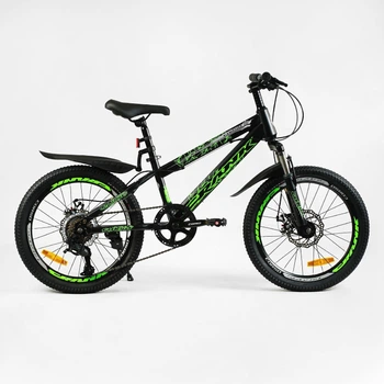 Детский спортивный велосипед 20’’ CORSO «Crank» CR-20704 стальная рама, оборудование Saiguan 7 скоростей, крылья, собран на 75%