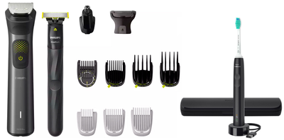 Универсальный триммер PHILIPS MG9530/15 серии 9000 (13-в-1) + Электрическая зубная щетка PHILIPS Sonicare HX3673/14 Gemini 3100 (комплект)