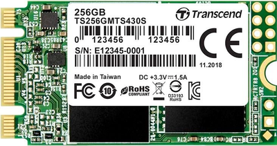 Dysk SSD Transcend MTS430S 256GB M.2 SATA III 3D NAND TLC (TS256GMTS430S)
