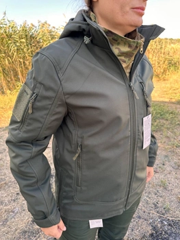 Тактическая куртка хаки COMBAT Боевой софтшел Soft-Shell на флисе для женщин S M
