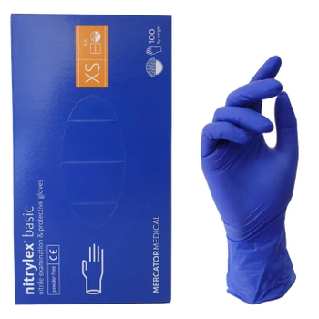 Перчатки нитриловые NITRYLEX синие XS 100 шт
