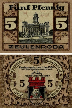 Банкнота Німеччина Нотгельд 5 пфенігів 1920 F-VF Цойленрода