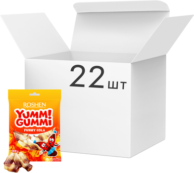 Упаковка цукерок Roshen желейних Yummi Gummi Funny Cola 70 г х 22 шт. (4823077636677/4823077622106)
