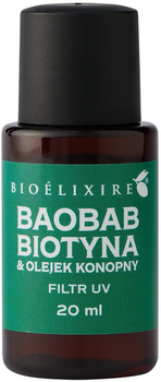 Сироватка Bioelixire Силіконова сироватка для волосся Баобаб + біотин та конопляна олія 20 мл (5903769542338)