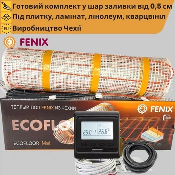 Нагревательный мат Fenix LDTS 5,1 м² + терморегулятор програмируемый черный. Комплект теплого пола под плитку