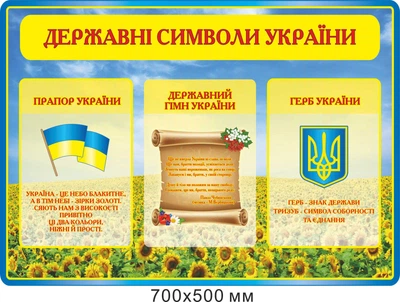 Стенд Державна символіка поле соняхів 70х50 см