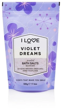 Солі для ванни I Love Scented Bath Salts заспокійлива та розслаблююча Фіолетові сни 500 г (5060351545396)