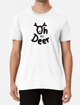 Мужская Новогодняя футболка Stedman с принтом Oh my Deer мой новогодний олень Белый XXL