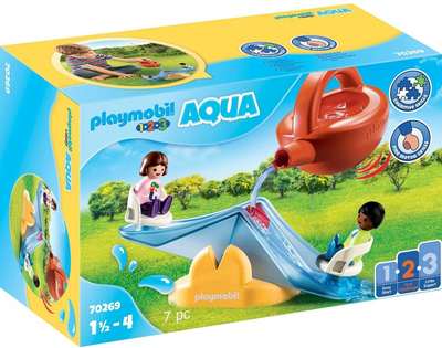 Huśtawka wodna Playmobil 1.2.3 Aqua z figurkami i konewką (4008789702692)