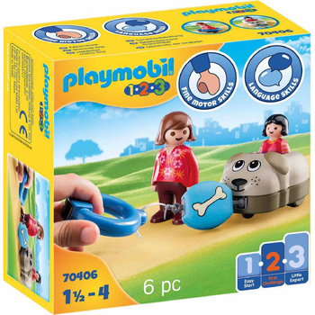 Zestaw figurek do zabawy Playmobil 1.2.3 Moj piesek na kolkach (4008789704061)