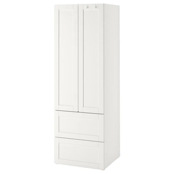 Гардероб IKEA ЗМОСТАД/ОПХУС, білий з рамою, з 2 ящиками, 60x42x181 см, 594.262.99
