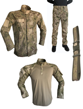 Тактическая военная форма (военный китель, тактическая рубашка убакс, военные тактические брюки, ремень) комуфляж оливия , размер XXL