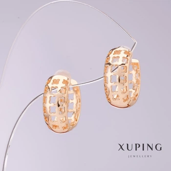 Серьги Xuping ажурные, диаметр 7 мм, длина 16 мм, позолота 18 карат, ida55602