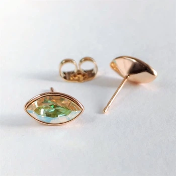 Сережки Xuping пусети кульчики з кристалами Swarovski зерно колір жовтий зелений хамелеон, діаметр 6х11мм позолота, ida55694