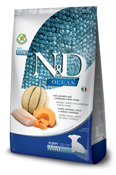Беззерновий сухий корм Farmina N&D Grain Free OCEAN PUMPKIN для цуценят дрібних порід з тріскою та динею, 7 кг