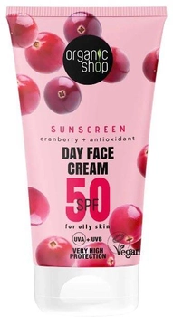 Сонцезахисний денний крем для обличчя Organic Shop 50 SPF для жирної шкіри 50 мл (4743318143286)