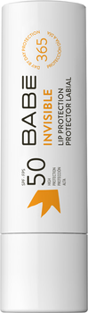 Ультразахисний бальзам-стік для губ BABE Laboratorios Sun Protection Невидимий SPF 50 4 г (8436571631664)
