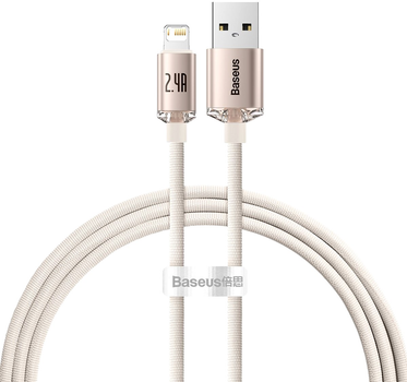 Kabel Baseus Crystal Shine Series Fast Charging Data Cable USB to IP 2.4A 1.2 m Różowy (CAJY001104)