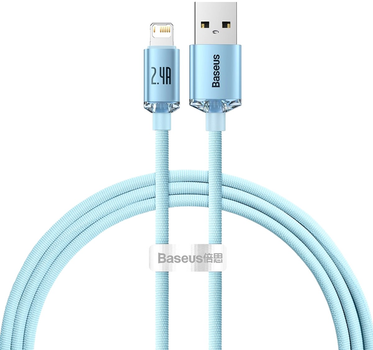 Kabel Baseus Crystal Shine Series Fast Charging Data Cable USB to IP 2.4A 1.2 m Sky Blue (CAJY001103)