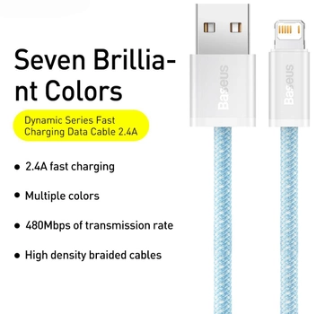 Кабель Baseus Dynamic Series Fast Charging Data Cable USB to iP 2.4 A 2 m Blue (CALD000503)