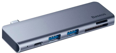 USB-хаб Baseus Type-C to USB 3.0 x 2/SD/TF/Type-C PD для MacBook Pro Grey (CAHUB-K0G)