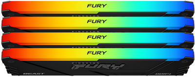Pamięć RAM Kingston Fury DDR4-3200 32768MB PC4-25600 (Kit of 4x8192) Beast RGB 1Rx8 Black (KF432C16BB2AK4/32)