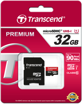 Karta pamięci Transcend MicroSDHC UHS-I 32 GB Class 10 + adapter SD (TS32GUSDU1)