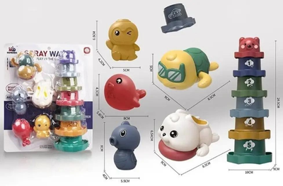 Игра для ванной водопад, заводные игрушки, резиновые игрушки, 12 элементов