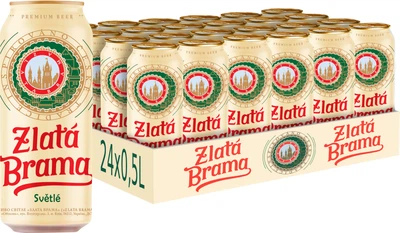 Упаковка пива Zlata Brama світле пастеризоване 5% 0.5 л х 24 шт (4820193037371)