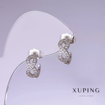 Серьги Xuping Бесконечность 13х5 мм родий, ida56914