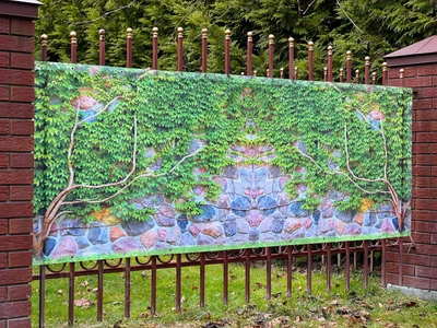 Фотосітка для огорожі та паркану "Плющ з камінням" 500х150 см
