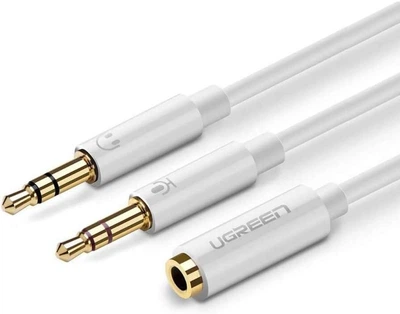 Сплиттер Ugreen переходник-разветвитель 3.5mm 2 AM to 3.5mm AF White (YM1601)