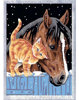 Картина за номерами Ravensburger CreArt Кінь і кошеня 18 x 24 см (4005556202171)