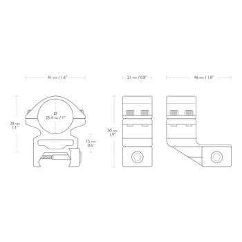Кільця Hawke Match з виносом 25 мм, d - 25.4 мм, High, на Weaver / Picatinny