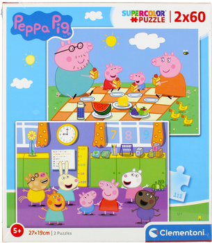 Набір пазлів Clementoni Super Kolor Peppa Pig 27 x 19 см 2 x 60 деталей (8005125247936)