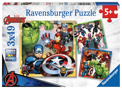 Набір пазлів Ravensburger Marvel Avengers Assemble 21 x 21 см 3 x 49 деталей (4005556080403)
