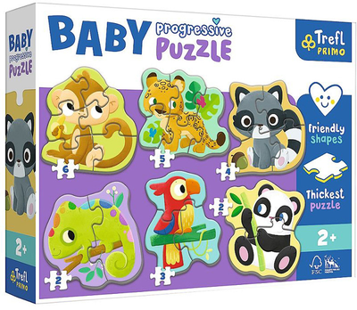 Zestaw puzzli Trefl Baby Progressive Zwierzeta egzotyczne 6 x 22 elementy (5900511440058)