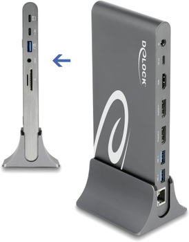 Док-станція Delock 2xDisplayPort/HDMI/3xUSB3.2/RJ45 Ethernet/Audio/2xUSB-C Grey (4043619877720)