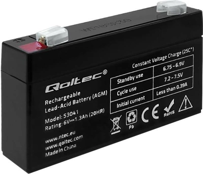 Akumulator Qoltec AGM 6V 1.3Ah max 19.5A 53041 (5901878530413)