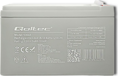 Akumulator Qoltec AGM 12V 14Ah max. 210A 53045 (5901878530451)