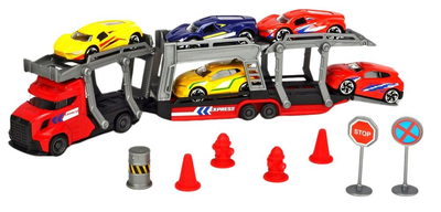Transporter samochodów Dickie Toys City z metalowymi autkami i akcesoriami (4006333058868)