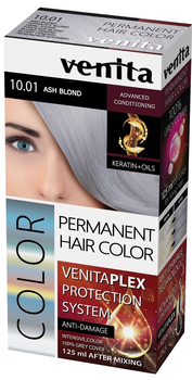 Farba do włosów Venita Plex Protection System Permanent Hair Color z systemem ochrony koloru 10.01 Ash Blond (5902101519083)
