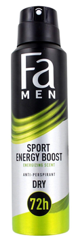 Antyperspirant w sprayu Fa Men Sport Energy Boost 72h o pobudzającym zapachu imbiru i cytryny 150 ml (9000100736763)