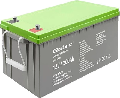 Akumulator Qoltec żelowy Deep Cycle 12V 200Ah 62.5kg 53079 (5901878530796)