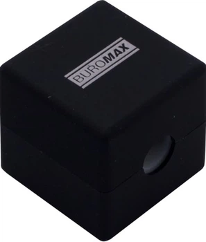 Точилка BUROMAX CUBE, RUBBER TOUCH, 1 отв., контейнер, пласт. корпус (BM.4757-bl)