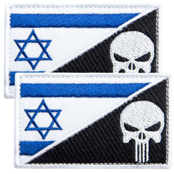 Набор шевронов 2 шт с липучкой Флаг Израиля и Череп Карателя 5х8 см, вышитый патч (800029855) TM IDEIA